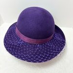 Lancaster Wool Elegant Purple Women's Hat with‎ Bow and Netting Photo 2