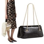 J.Crew Chain Stap Bag Snake Embossed Leather Black Gold Chain Photo 1