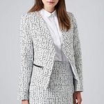 Topshop White & Black Tweed Open Front Zipper Pocket Blazer Jacket Photo 0