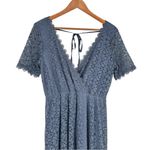 Baltic Born  Venice Lace Maxi Dress size Large Slate Blue Surplice V Neckline Photo 3