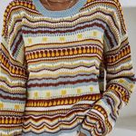 Women’s Blue Multi Hollow Open Crochet Cropped Sweater sz small Photo 2