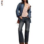 Lucky Brand  Babydoll Short Sleeve Silky Satin Blouse Top Floral Womens L NWT Photo 1