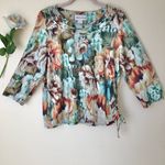 Alfred Dunner Women’s Earth Floral Crew Neck Top Size S Green Photo 3