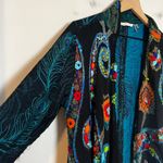 Soft Surroundings - Wool Silk Embroidered Peacock Fringe Duster Topper Cardigan Photo 3