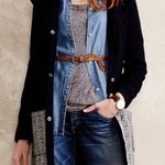 Anthropologie Angel Of The North Black Boiled Wool Leaflace Duster Cardigan S Photo 3