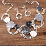 Boutique Chunky Necklace Set womens jewelry earrings Silver Black Gray Photo 1
