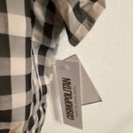 Dress the Population  Crop Top Size M Short Sleeve Black Cream Plaid Fall Gingham Photo 2