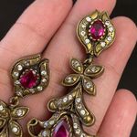 Indian Tikka Brass & Ruby Magenta Chandelier Earrings Pink Photo 10
