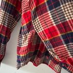 Aerie  Red Plaid Flannel Cotton Cozy Long Sleeve Pajama Lounge Button Down Top Photo 5