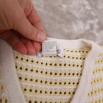 Christopher & Banks Vintage White Yellow Striped Short Sleeve Cardigan Sweater L Photo 4
