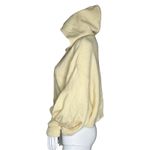 Free People Sweater Womens XS Cream Crop Hoodie Balloon Sleeve Minimal Neutral Photo 2