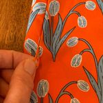 Loft   Tunic Dress Large Orange with Blue Floral Design Button Front Long Sleeve Photo 6