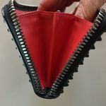 Christian Louboutin Blk Lg Leather Wallet.Studs, Red Interior & External Zipper Photo 11
