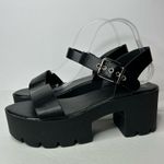 New Faux Leather Chunky Black Platform Sandals 11 Ankle Straps Photo 3
