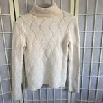 Sundance Cream Minimalist Old Money Cotton Silk Roll Neck Turtleneck Sweater SP Photo 1