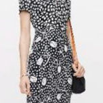 Diane Von Furstenberg  DVF Short Sleeve Crew Neck Floral Dot Navy Midi Dress 8 Photo 0