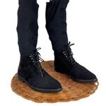 Stuart Weitzman Black Suede Lace Up Ribbed Sock Calf Stretch Moto Boots Sz 7 Photo 0