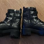 ZARA Triple Buckle Tie Up Zip Up Black Boots size eu 36 Photo 3