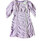 ZARA Women's Blogger Style Lilac Gingham Pattern Rushed Side Mini Dress Sz L Photo 1