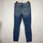 Mother Looker Ripped High Waist Fray Ankle Skinny Jeans Thrilling Shots Size 29 Blue Photo 5