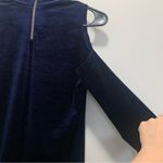 Cecico  Blue Velvet Cold Shoulder Long Sleeve Top Size Small Photo 2