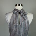 AQUA Women's Formal Dress Size 8 Silver Metallic Ruffled Maxi Skirt A-Line Gown Photo 7