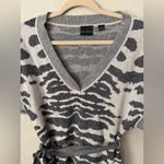 Tribal Sweater Dress Womens M Silver Gray Zebra Print Belted Tunic Top Size M Photo 2