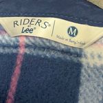 Riders By Lee Plaid Button Down Polar Fleece Shirt M 22” P2P Blue/Pink EUC Photo 2