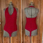 Bebe Red Lace Floral Halter Sexy Lolita Layering Bodysuit - Size M Photo 1