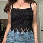 Vintage 90s Black Lace Cropped Tank Top Whimsygoth Festival Boho Photo 0