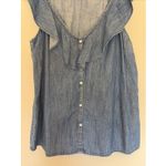 Old Navy  Chambray Denim Look Ruffle Vneck Sleeveless Tank Top Shirt Medium NEW Photo 2