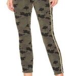 L'Agence Margot Jeans Camo Pattern Gold Side Stripe Stretchy Olive Green sz 32 Photo 0