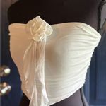 Princess Polly  White Strapless Top with Floral Detail NWOT Photo 1