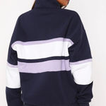 White Fox Boutique  Breaking Ground Front Zip Sweater Navy S/M  Photo 2