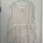 Free People NEW  Claire Tee Tunic Top Eyelet Embroidered Ruffle Slouchy Sz L NWOT Photo 3