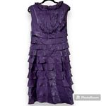 London Times  women’s size 8 eggplant cocktail evening dress layered ruffle zips Photo 2