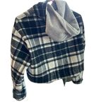 ZARA  Women's M Plaid Crop Jacket Black‎ & White with Hood Photo 9