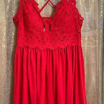 Zenana Outfitters Bright Red Crochet Cami Lace Bralette Mini Dress/Top 2X NWT Photo 0