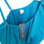 Tempt Me Womens Swimsuit Size M Teal One Shoulder One Piece Ruffle Chic Resort Photo 3
