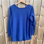 Soft Surroundings  Women's XS Blue Pullover Sweater Tie Neck Long Sleeve Photo 2