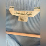 American Eagle Ribbed Knit Long Sleeve Midi Button Up Dress Baby Blue XL Photo 8