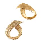 Anthropologie 14k Gold Plated Frayed Metal Ribbon Earrings Photo 0