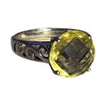 Vintage Sterling Silver Filigree Ring w/ Lemon Quartz Oval Gemstone – Size 7 Yellow Photo 0