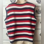 Vintage Striped Sleeveless Patriotic Sweater‎ Red Size 3X Photo 3