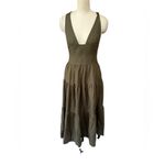 Shona joy  Linen Juliana Plunged Cross Back Midi Dress‎ In Forest size 4 Photo 3