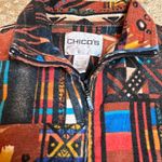 Chico's  Western Najavo Abstract Print VTG Jacket Eclectic SZ 2 Colorful Southwest Photo 3