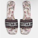 Christian Dior Dior DWAY HEELED SLIDE White Cotton Embroidered Libellule Camouflage Motif Photo 2