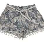 REWASH  Floral Linen Blend Shorts Sz M Boho Braid Tassel Palm Tropical Beachy Photo 0
