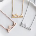 Boutique NEW Yellow Gold Plated Snowy Mountain Bar‎ Pendant Necklace, 16-18” Photo 1