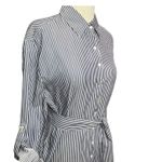 Baukjen Shirt Dress 6 Blue White Stripe Button Tie Belt Modern Nautical Preppy Photo 2